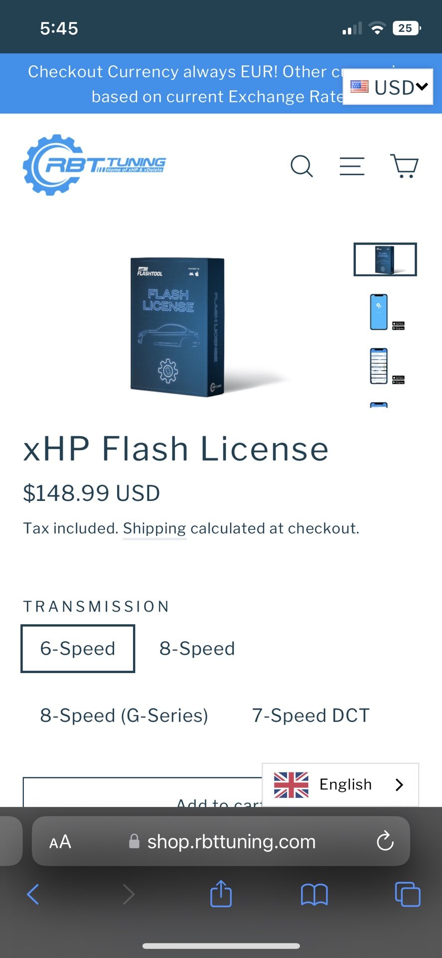 XHP Flash License - 6 speed automatic