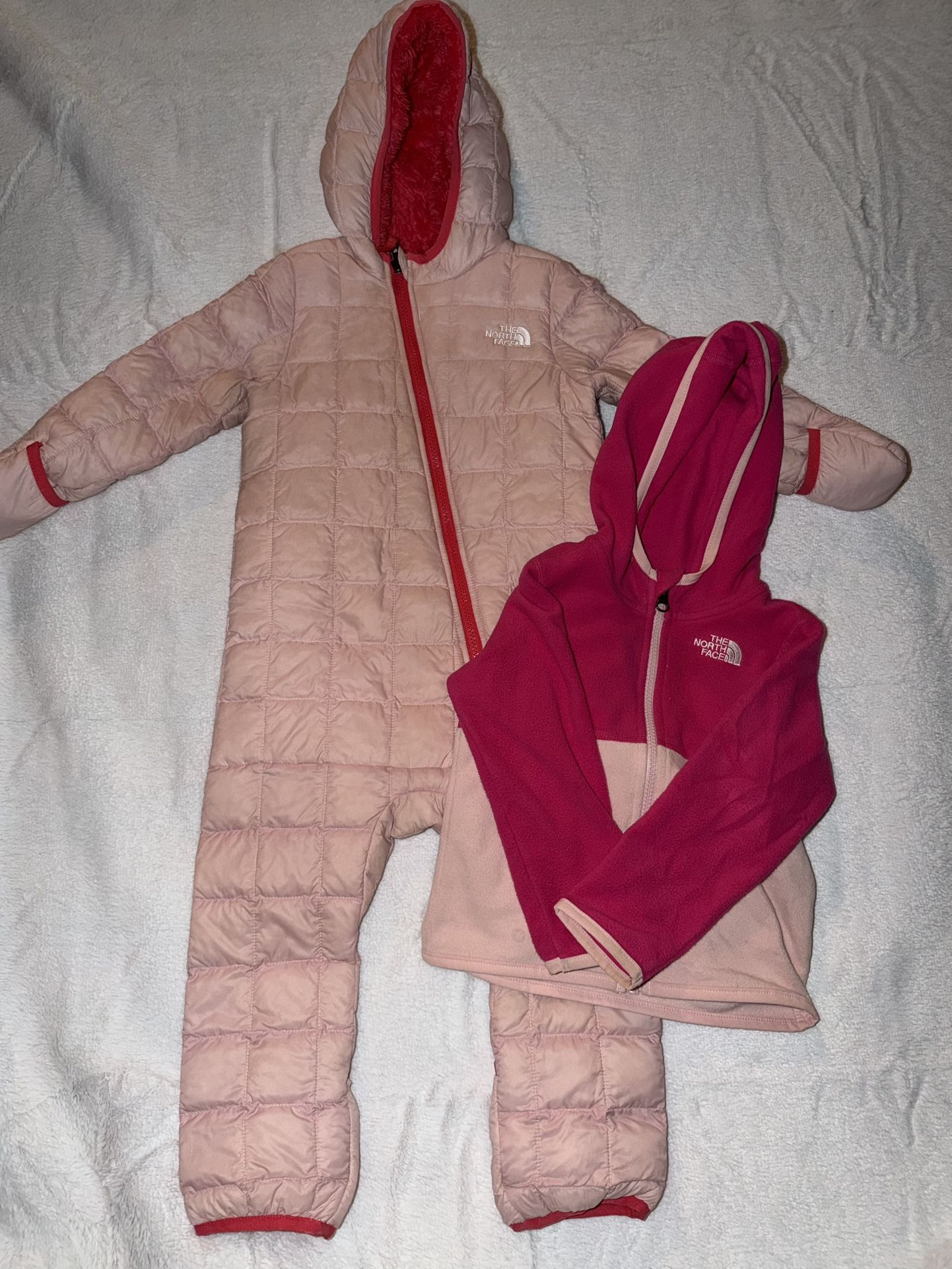 The Northface BaBy Girl Thermoball Coat With Matching Fleece Sweater