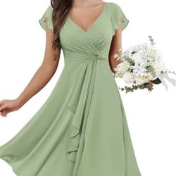 Sage Green Chiffon Dress 
