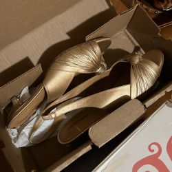 Gold Kitten Heel Shoe