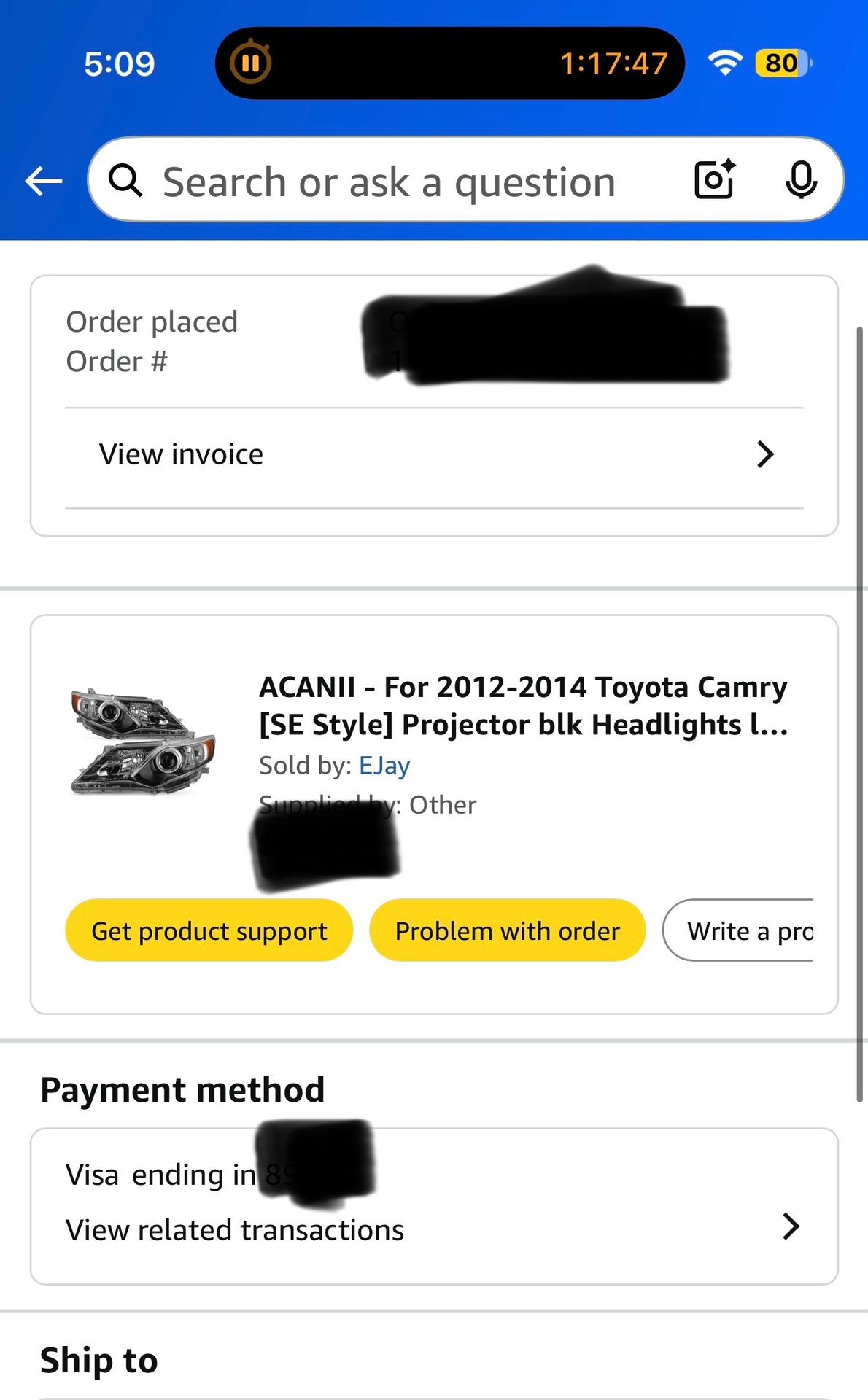2012-2014 Headlight For Toyota Camry Unopened