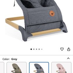 ANGELBLISS Baby Bouncer, Portable Bouncer Seat for Babies, Infants Bouncy Seat with Wood Grain Base