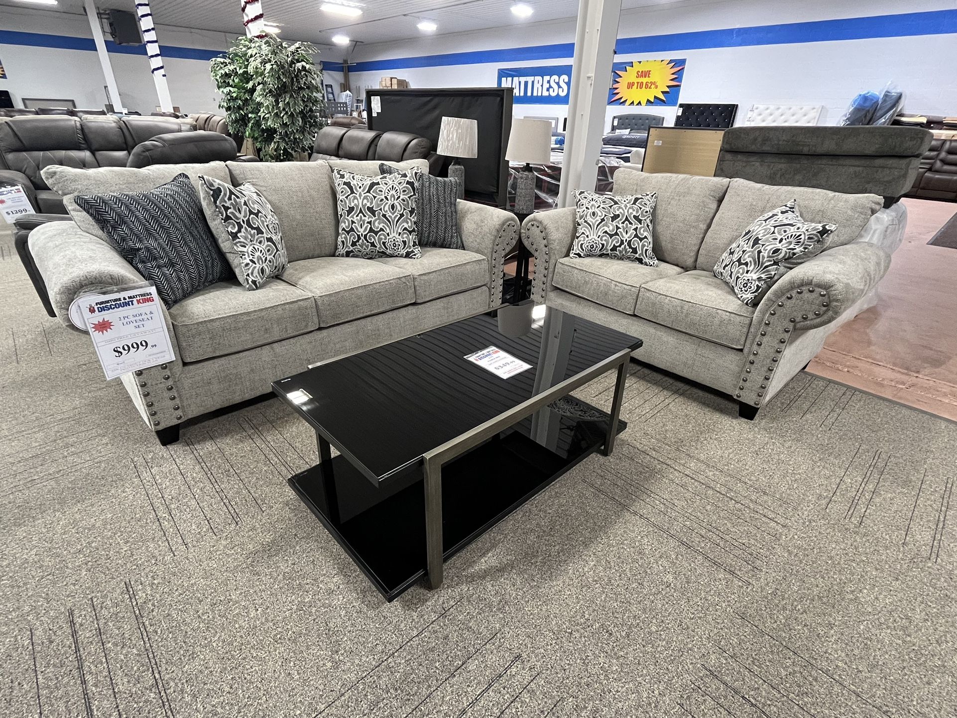 Nailhead Sofa And Loveseat Set