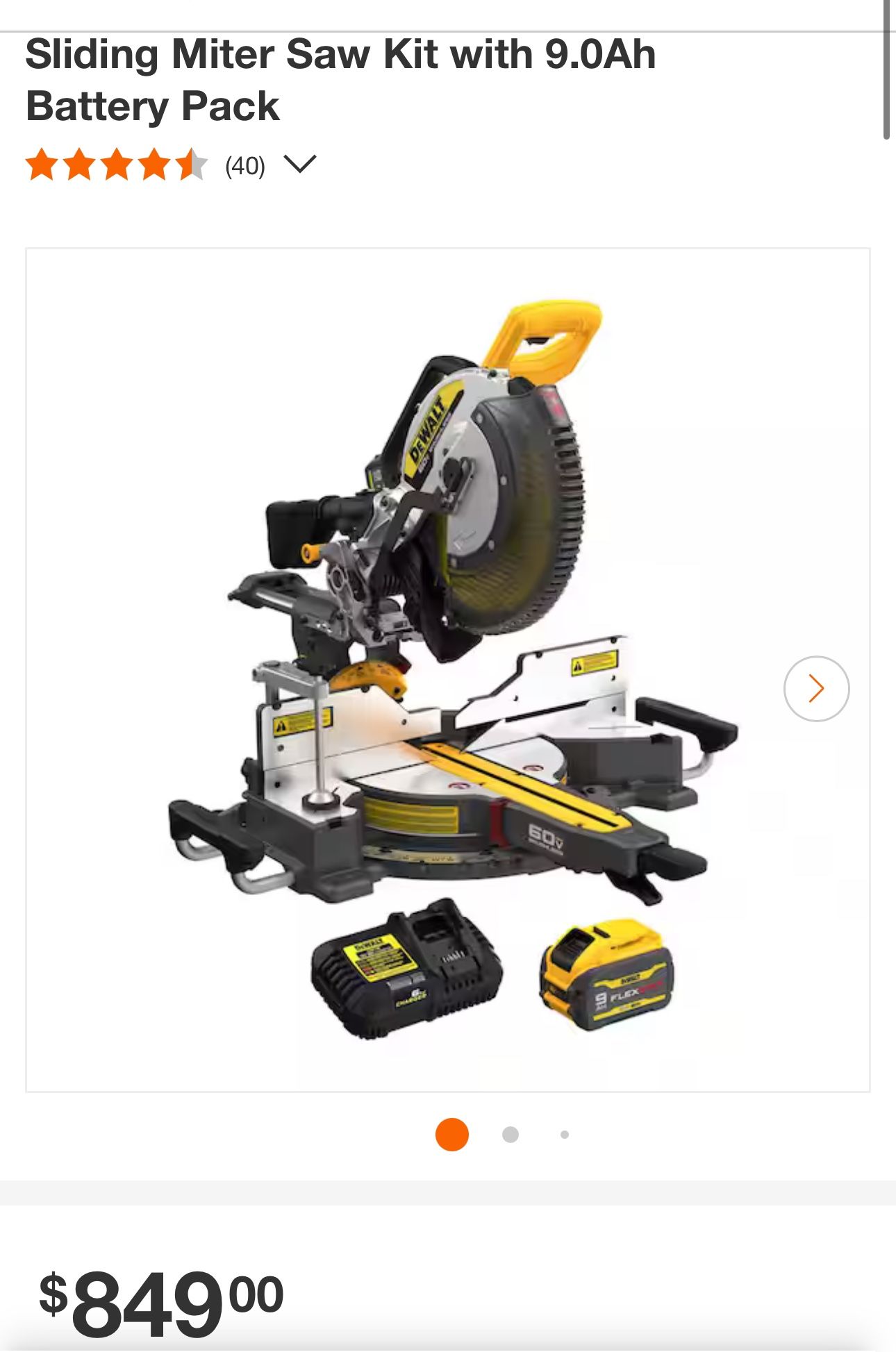 60V Lithium lon 12 in. Cordless Sliding Miter Saw Kit with 9.0Ah Battery Pack