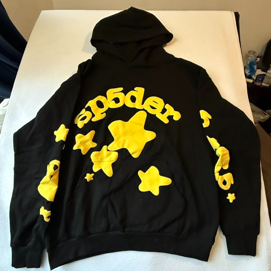 Sp5der Hoodie Black/Yellow Large
