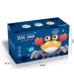 Crawling Crab Baby Toy with Light Up for Kids Toddlers, Musical Toy with Automatically Avoid Obstacles, Sensory Walking Crab Toy for Kids, Tummy Time