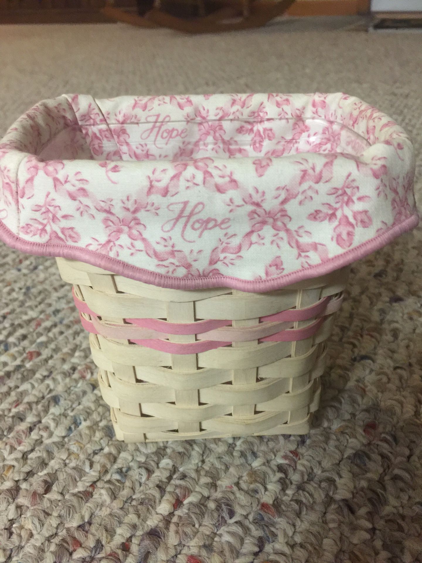 Longaberger horizon of hope basket with liner and protector
