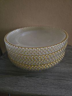 Gold Beaded Clear Acrylic Charger Plates