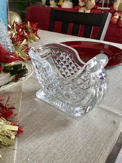 Christmas Chrystal Sleigh Candy Dish Bowl