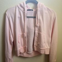 Brandy Melville Pink Zip Up Crop 