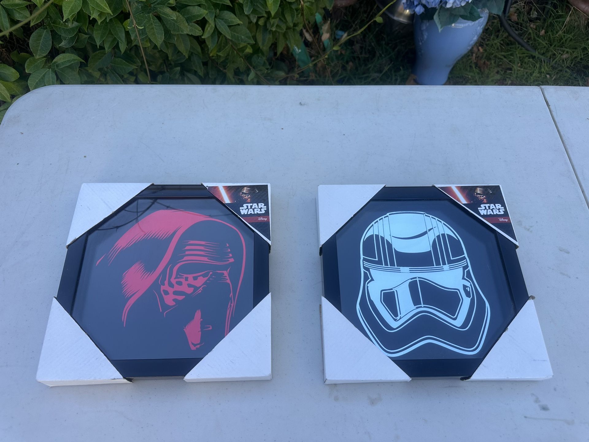 STAR WARS Artissimo 10”x10” DARTH VADER & Storm Trooper Glass Framed Foil Art ~ BRAND NEW