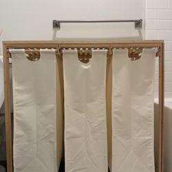 Bamboo Laundry Hamper 3 Section with Lid