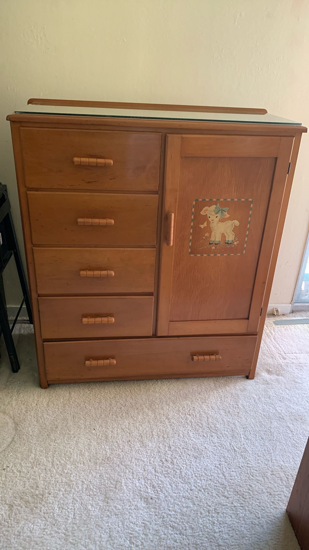 1949 all handcrafted children’s wardrobe and clothes hanging closet