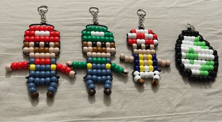 Super Mario Bros Pony Beads Keychains