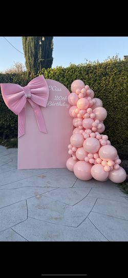 Bow Coquette Backdrop And Balloon Decor