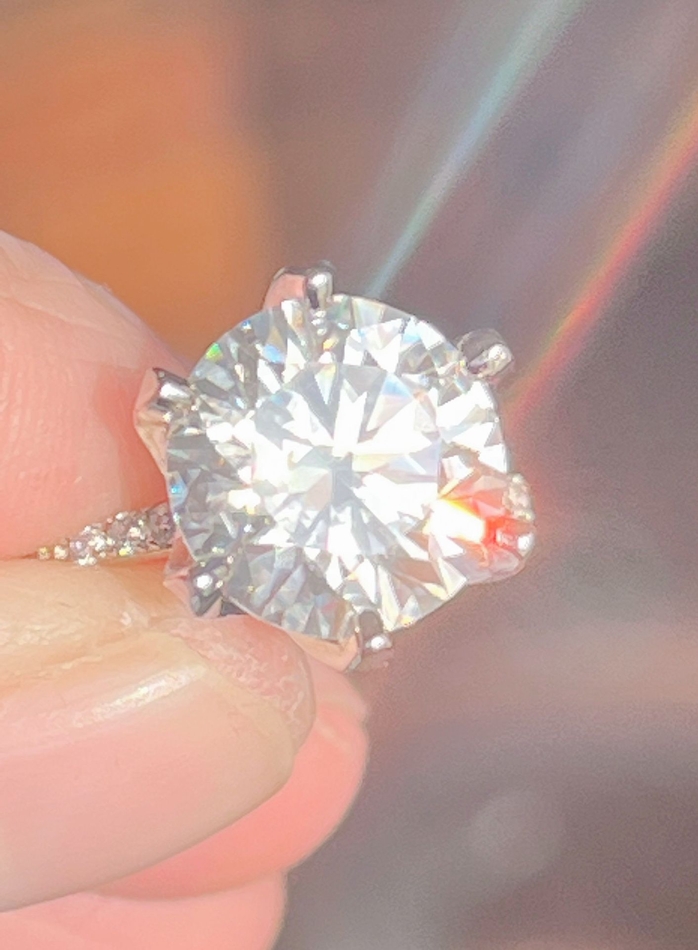 Certified 5.48 Carat Round Moissanite Ring/14k gold filled Silver Ring
