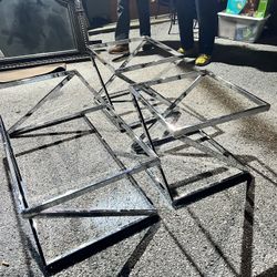 3 Piece Chrome Coffee Table Set 