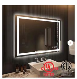 48 in. W x 36 in. H Large Rectangular Frameless LED Light Anti-Fog Wall Bathroom Vanity Mirror Super Bright