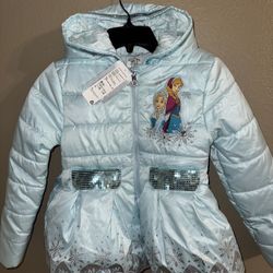 NEW Frozen Girls Winter Jacket (Size 7/8) – Elsa & Anna Disney Coat | NWT Puffy Parka