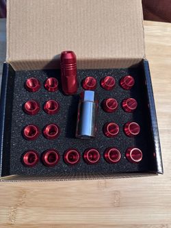 New DNA MOTORING M12x1.25 Aluminum Lug Nuts, 20 Pcs of 19mm Hex Closed End Lug Nut for Aftermarket Wheels w/ 1 x Socket Key, Red, LN-ZTL-9020-125-P