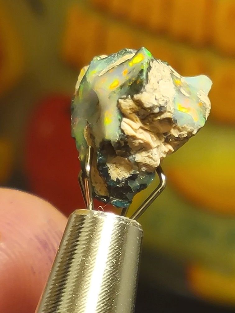 4.35ctw Natural Blue Ethiopian Fire Opal Rough Untreated Crystal 14x8x7mm