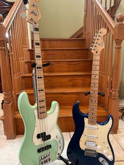 Fender Guitar Center Exclusive Deluxe Precision Bass and Fender Stratocaster