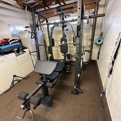 Vesta Fitness Smith Machine 1001 w/Bench Attachment | 245lb Cast Iron Olympic Weights | 7ft Olympic Bar | Fitness | Gym Equipment | FREE DELIVERY 🚚 