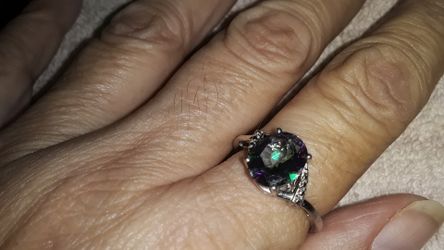3 Carat Mystic Topaz solitaire Silver Ring.