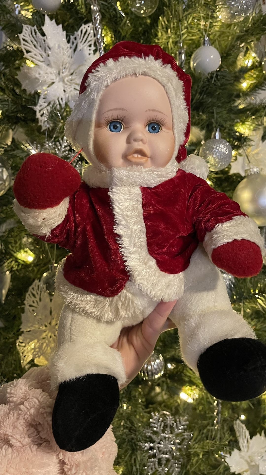 Vintage 2002 Geppeddo Cuddle Kids Christmas Stanley Santa Porcelain Doll #1