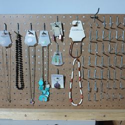 Pegboard Display Including Some Jewelry 