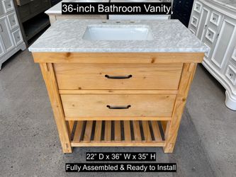 36" Bathroom Vanity with Carrara Marble Countertop & Solid Wood & Plywood Cabinet  # 3551