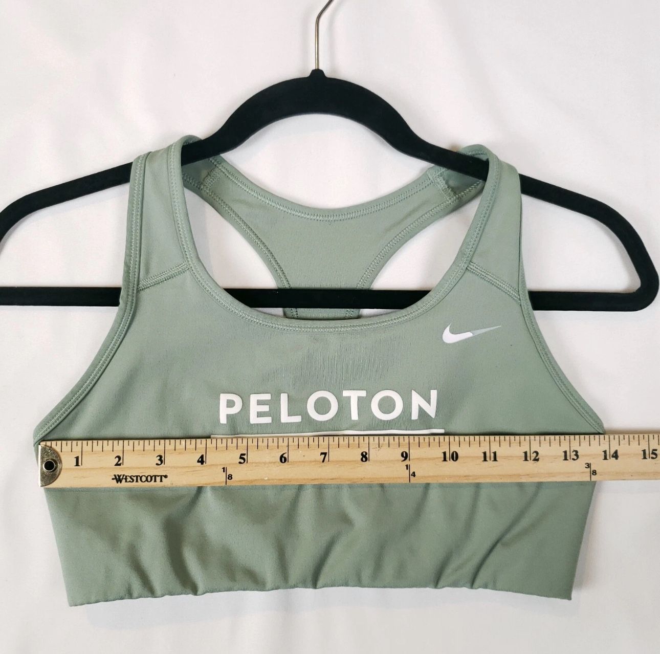 Nike x Peloton Dri-Fit Sports Bra Womens Medium Green Swoosh Logo Racerback Flaw