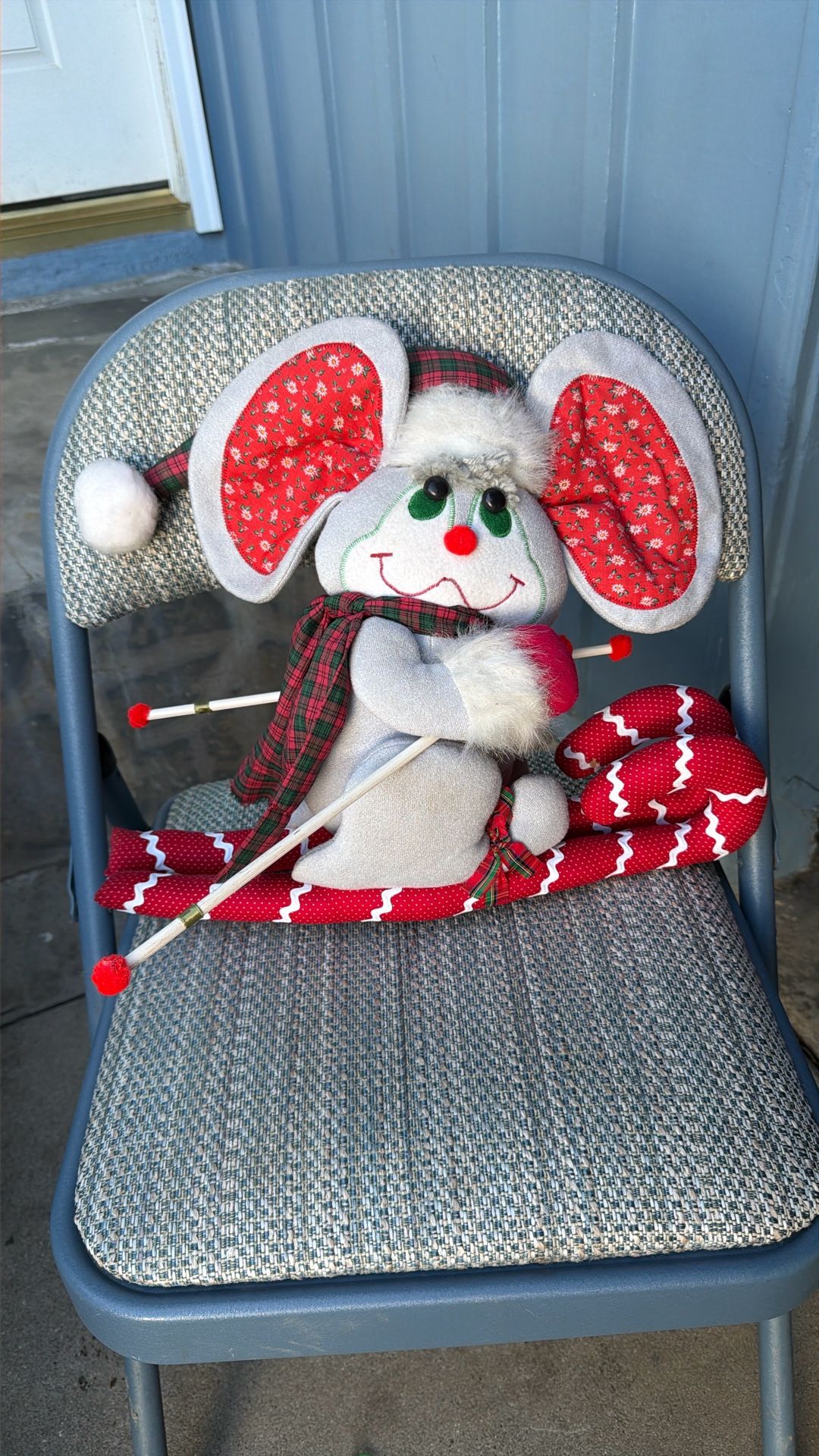 Vintage Christmas Mouse On Skis.