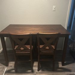Dining Table 4 Chairs 2 With Backs And 2 Bar Style 