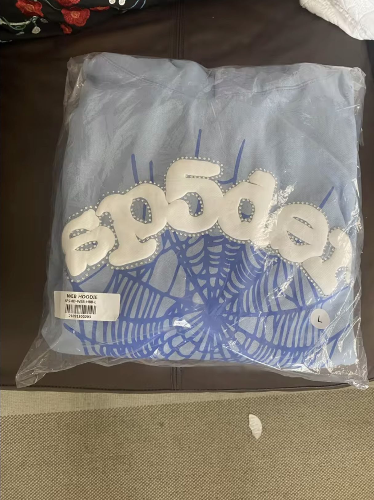 Baby Blue Sp5der Hoodies | Men’s Small