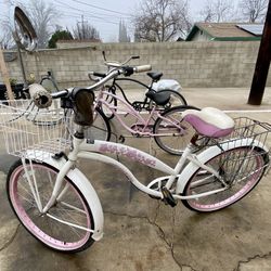Greenline Bicycles 26 In. Ladies White Beach Cruiser. 2 Baskets.OBO!