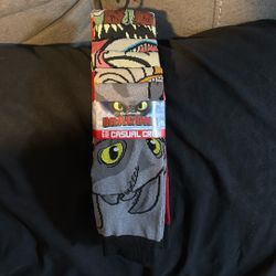 How To Train Your DRAGON 6 Pair Crew Sox -Mini Backpack 🎒 In Profile 