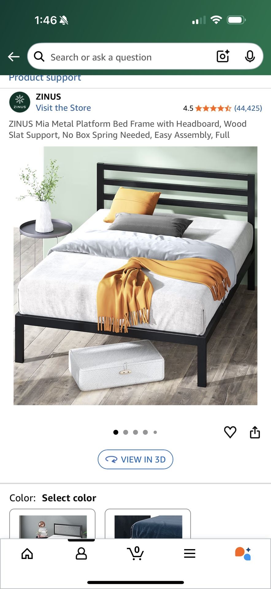 Zinus Full Metal Bed Frame + Serta Mattress