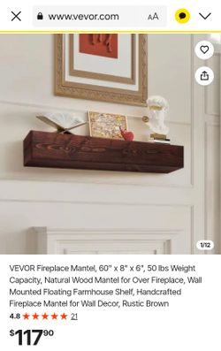 VEVOR Rustic Brown Floating Fireplace Mantel Shelf