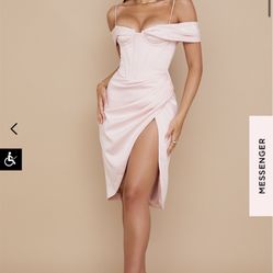 House Of CB CAMILA Blush Off Shoulder Corset Dress SIZE:S (REGULAR CUP)