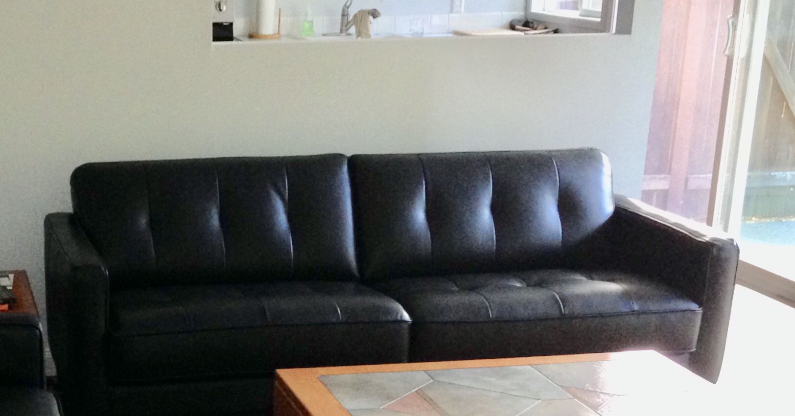 DANIA Black Leather Sofa