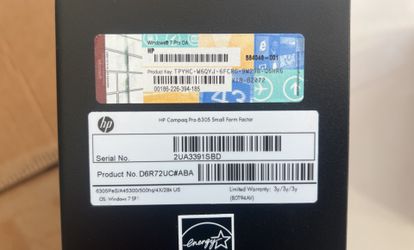 HP Desktop Computer Windows 7 Pro OA