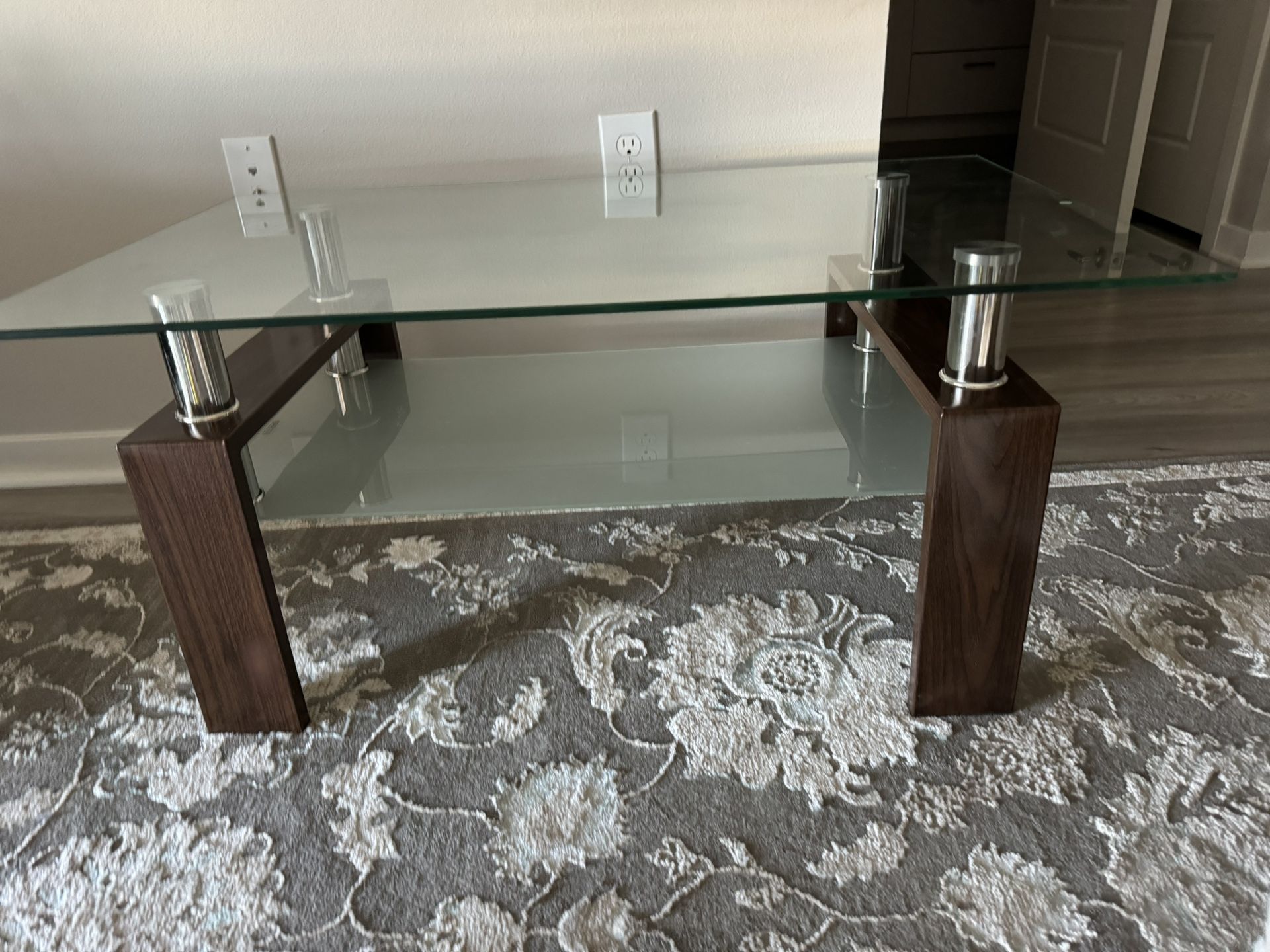 Contemporary Glass And Metal Coffee Table
