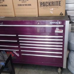 Purple Matco Tool Box And Blue Point Table