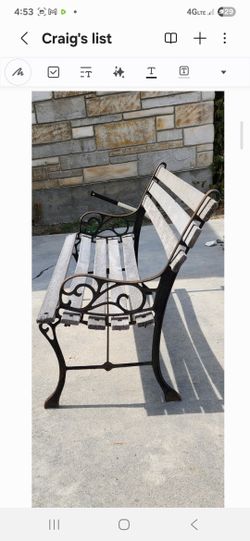 Antique Wooden and Metal Bench
