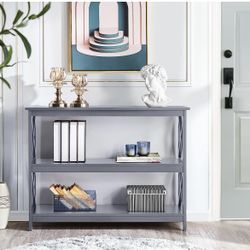 3 Tier Console Table with 3 Storage Shelves, Entryway Table Sofa Side Narrow Long Table Bookshelf for Hallway Living Room, Accent Furniture, Gray