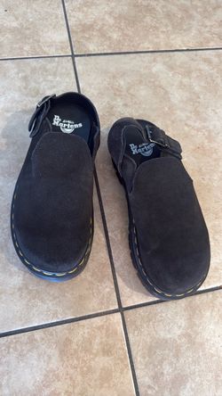 Dr. Martens Black Suede Mules