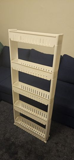 Thin White Shelf On Wheels