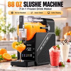 Slushie Machine 88 oz, 7-in-1 Slushy Machine for Home, Professional Frozen Drink Maker with LED Display, Auto-Clean, No Ice Needed, for Frozen Drinks