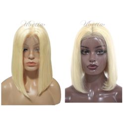 HumanHair Wigs Bob 4x4 Lace CloHuman Hair Hightlight Bob wigs Human Hair Lace Wig 150% Density Short Straight Bob Wig (10 inch)